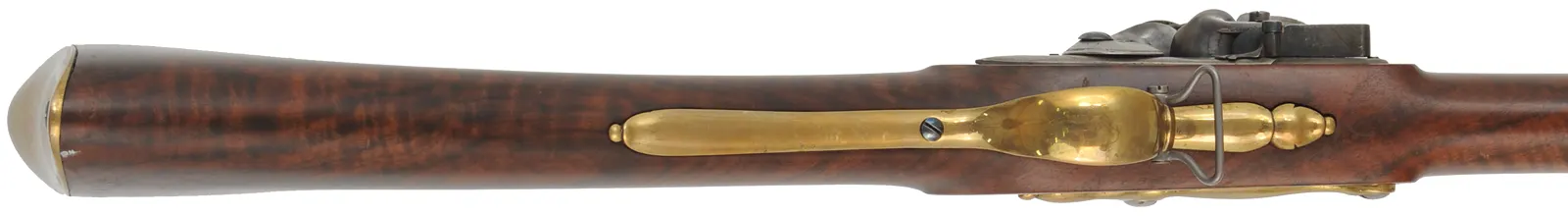 1756 British Artillery Carbine,
.62 caliber smoothbore, 37" barrel, 
flint lock, figured Claro walnut, bras trim, used
