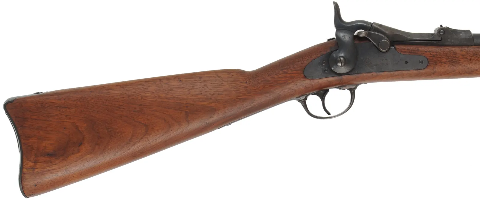 U.S. Model 1877 Springfield Carbine
caliber .45-70 Government, 22" barrel,
trapdoor action, sling bar & ring, refinished walnut