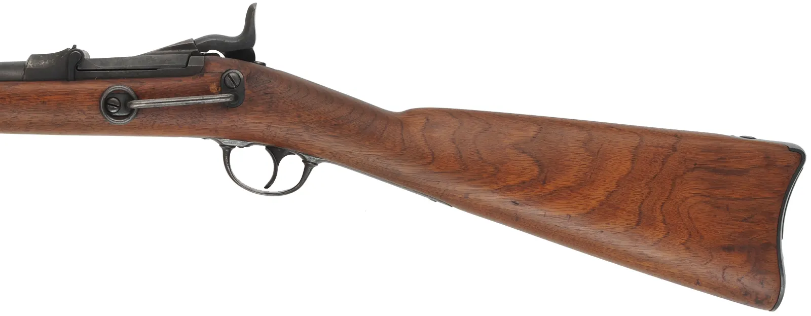 U.S. Model 1877 Springfield Carbine
caliber .45-70 Government, 22" barrel,
trapdoor action, sling bar & ring, refinished walnut