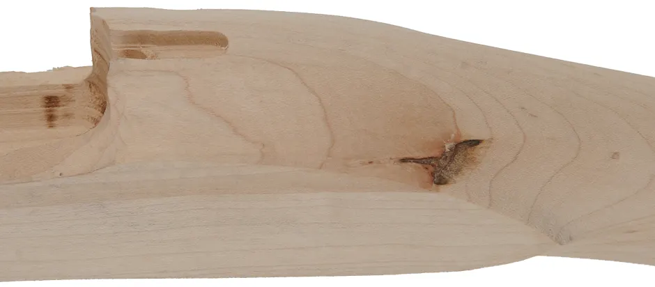 Stock second, English Fowler, pre-shaped,
inlet L&R Queen Anne lock, 42" barrel, curly maple
bark inclusion on upper left lock panel