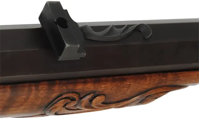 Fine Lancaster County, Pennsylvania Longrifle,
.40 caliber, 42" Green Mountain swamped barrel, 
large Siler flintlock, curly maple, brass trim,
raised carving, engraved patchbox, signed by contemporary builder R. Dietz
