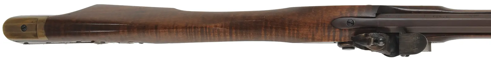 Frontier Deluxe Longrifle,
.45 caliber, 39" barrel,
flintlock, curly maple, brass trim with patchbox, 
used, by Davide Pedersoli