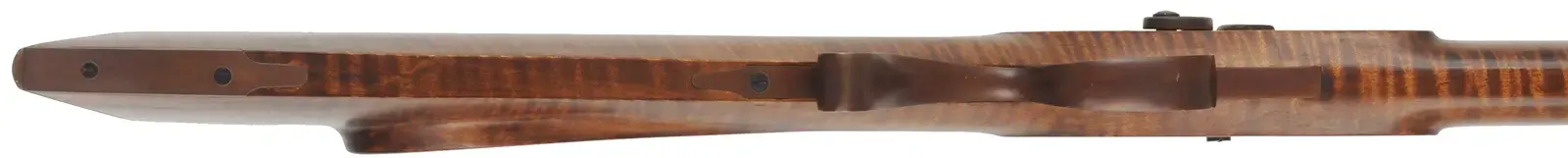 Hawken Rifle,
.54 caliber 36" Green Mountain barrel,
L&R percussion lock, iron, curly maple,
used, signed by George Nelson