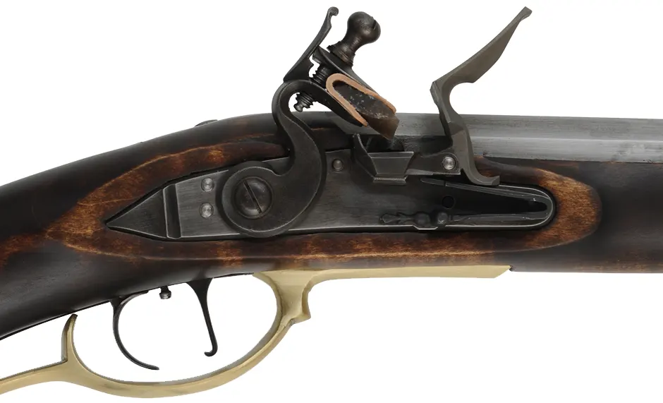 Virginia longrifle,
.50 caliber, 42" swamped Colerain barrel,
deluxe Siler flint lock, maple, brass trim,
used, by Matt Avance