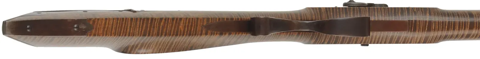 Hawken Halfstock Rifle,
.54 caliber,  35-3/4" barrel, 
percussion, curly maple, iron, 
used, signed by D. Priddy