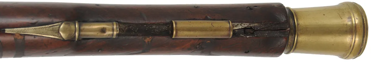 Antique British Blunderbuss,
12 gauge, 14-1/4" brass barrel with flared muzzle,
flintlock, walnut, brass furniture, 
lock marked ARCHER