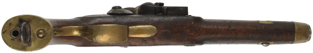 Antique Belgium Cavalry Pistol,
.68 caliber, 9" barrel,
flintlock, walnut, brass, lanyard loop,
for Middle East
