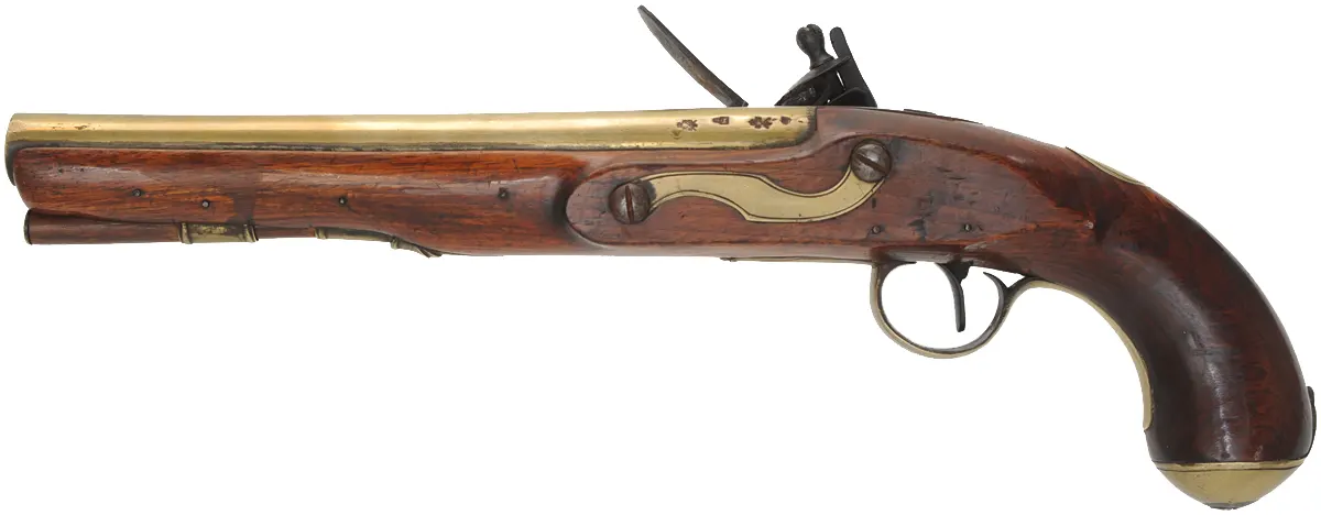 Antique Ketland Trade Pistol,
.60 caliber smoothbore, 9" brass barrel,
flintlock, walnut, brass furniture,
marked W. Ketland & Co.