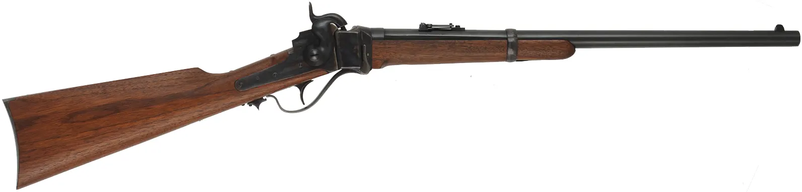 Model 1863 Sharps Carbine,
.50 caliber, 22" barrel,
color case hardened, blued steel, walnut, saddle ring,
used, by Shiloh Sharps ~ Farmingdale, New York