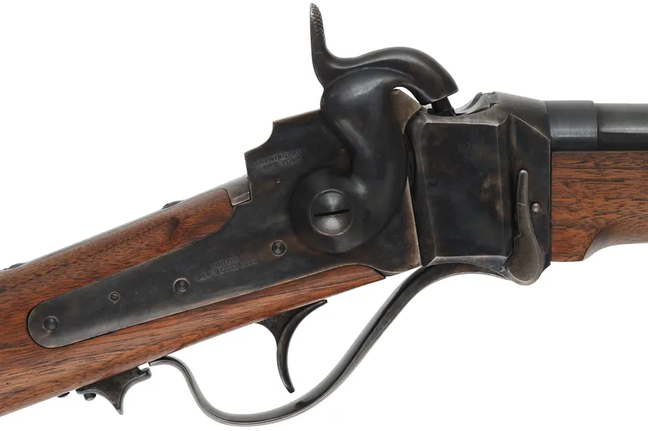 Model 1863 Sharps Carbine,
.50 caliber, 22" barrel,
color case hardened, blued steel, walnut, saddle ring,
used, by Shiloh Sharps ~ Farmingdale, New York