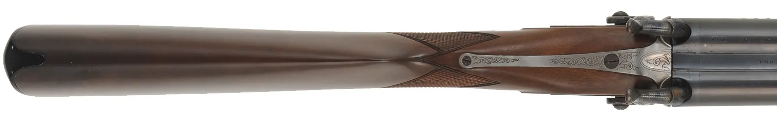 Navy Arms Double Shotgun,
12 gauge, 28" barrels,
percussion, checkered walnut, blued steel,
used, manufactured by Pietta