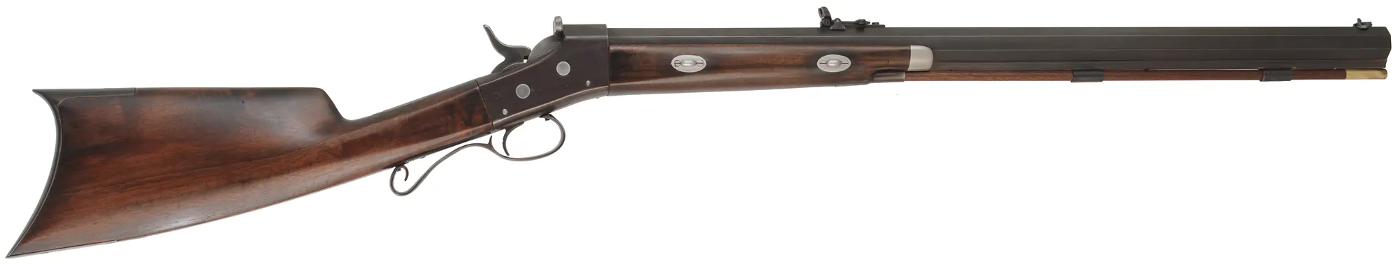 J.P. Gemmer Rolling Block Rifle,
caliber .45-70 Gov't, 28" barrel,
walnut, iron trim, beach sight, 
aged patina finish, used