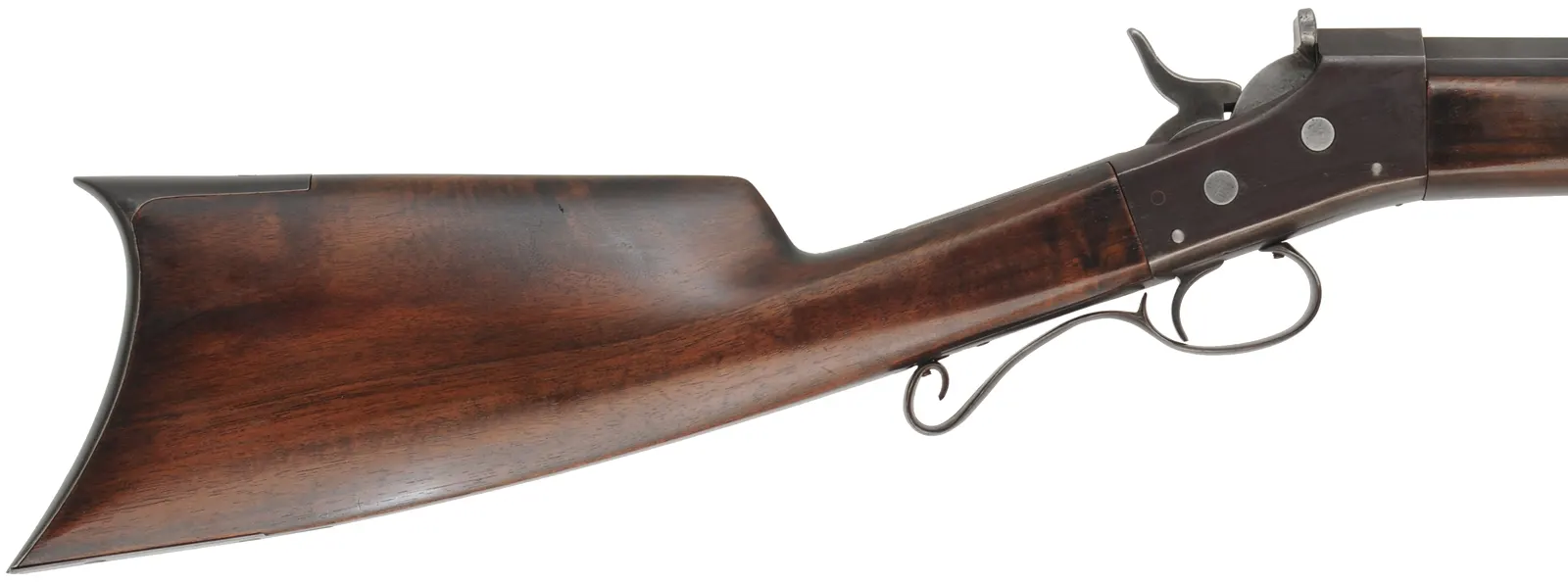 J.P. Gemmer Rolling Block Rifle,
caliber .45-70 Gov't, 28" barrel,
walnut, iron trim, beach sight, 
aged patina finish, used