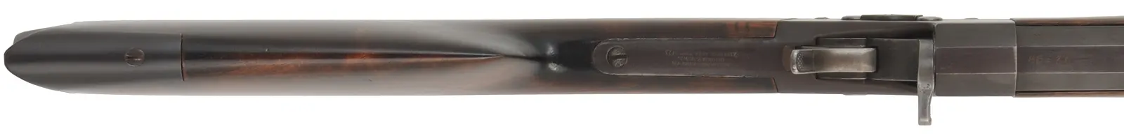 J.P. Gemmer Rolling Block Rifle,
caliber .45-70 Gov't, 28" barrel,
walnut, iron trim, beach sight, 
aged patina finish, used