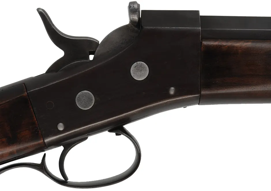 J.P. Gemmer Rolling Block Rifle,
caliber .45-70 Gov't, 28" barrel,
walnut, iron trim, beach sight, 
aged patina finish, used
