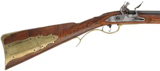 Virginia Longrifle,
.50 caliber, 42" Colerain swamped barrel,
deluxe Siler flint lock, maple, brass trim,
new, unfired, by Thom Frazier