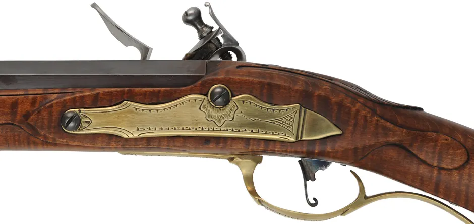 Virginia Longrifle,
.50 caliber, 42" Colerain swamped barrel,
deluxe Siler flint lock, maple, brass trim,
new, unfired, by Thom Frazier