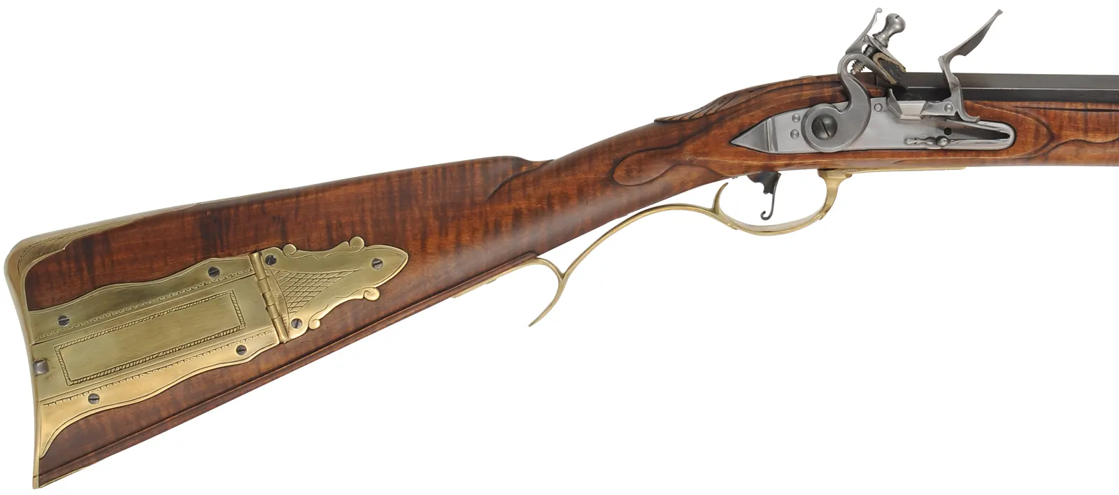 Virginia Longrifle,
.50 caliber, 42" Colerain swamped barrel,
deluxe Siler flint lock, maple, brass trim,
new, unfired, by Thom Frazier