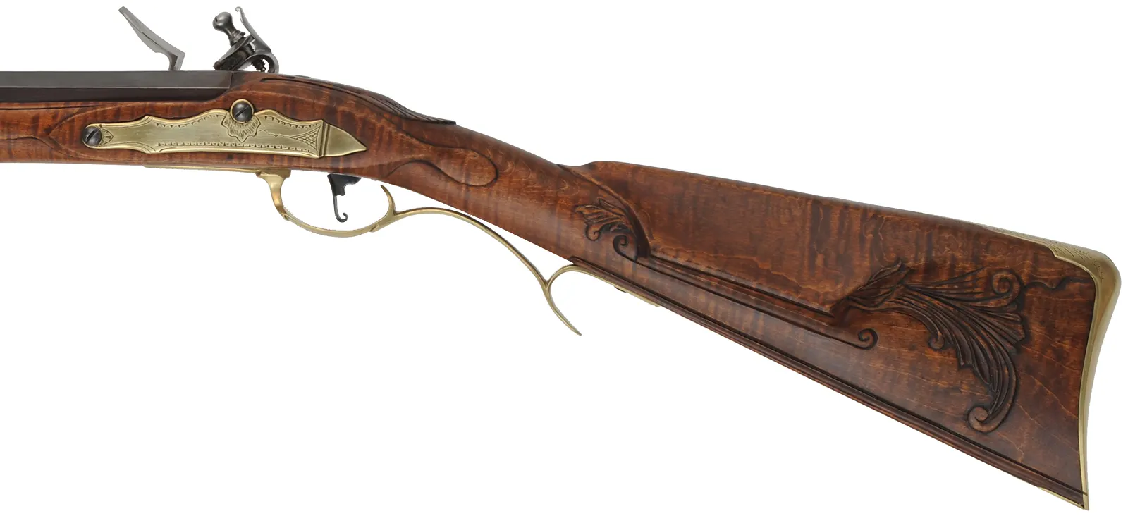 Virginia Longrifle,
.50 caliber, 42" Colerain swamped barrel,
deluxe Siler flint lock, maple, brass trim,
new, unfired, by Thom Frazier