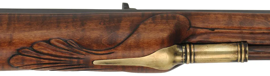 Virginia Longrifle,
.50 caliber, 42" Colerain swamped barrel,
deluxe Siler flint lock, maple, brass trim,
new, unfired, by Thom Frazier