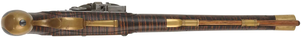 Kentucky Pistol,
.50 caliber, 13" Rice swamped barrel,
small Siler flint lock, curly maple, brass trim, used