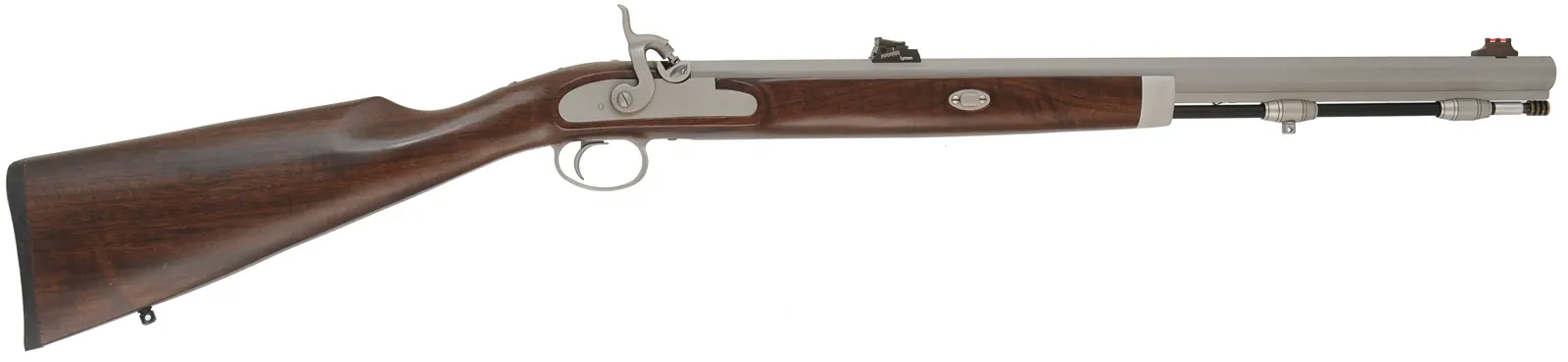 Lyman Deerstalker,
.50 caliber, 24" stainless barrel,
percussion, walnut, stainless, rubber recoil pad,
fiber optic sights, used by InvestArm, Italy