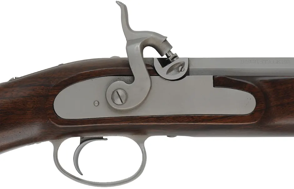 Lyman Deerstalker,
.50 caliber, 24" stainless barrel,
percussion, walnut, stainless, rubber recoil pad,
fiber optic sights, used by InvestArm, Italy