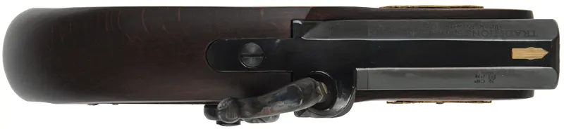Derringer Pistol,
.45 caliber, 2-1/2" barrel, 
percussion, beech, brass trim,
used, by Traditions