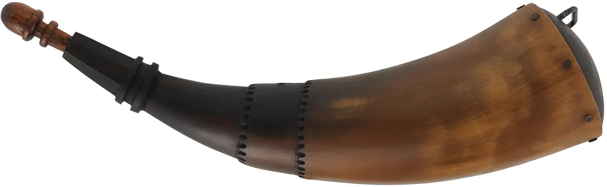 Powder Horn,
10", paneled tip,
engrailed, iron staple