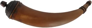 Powder Horn,
11-1/2", turned base,
paneled neck, strap ring
