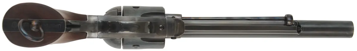 Model 1875 Remington Revolver,
caliber .45 Long Colt, 7-1/2" barrel,
re-blued, walnut grips, lanyard ring,
used, by Aldo Uberti