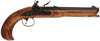 Kentucky Pistol,
.50 caliber, 10" octagon-to-round barrel,
small Siler flintlock, maple stock, brass trim, 
used, by Matt Avance