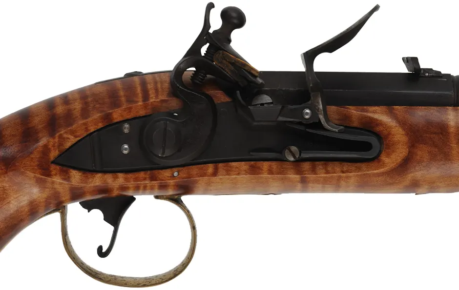 Kentucky Pistol,
.50 caliber, 10" octagon-to-round barrel,
small Siler flintlock, maple stock, brass trim, 
used, by Matt Avance