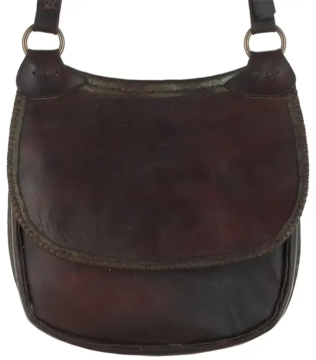 Leather Hunting Pouch, 
8-3/4" by 9", adjustable leather strap,
gusset, lined, used