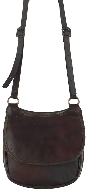 Leather Hunting Pouch, 
8-3/4" by 9", adjustable leather strap,
gusset, lined, used