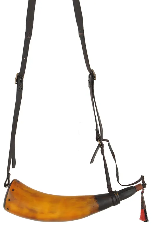 Powder Horn,
12", with adjustable leather strap
