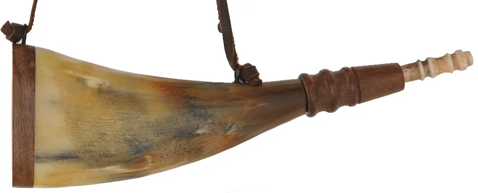 Flat Powder Horn,
7-1/2", with strap, used
