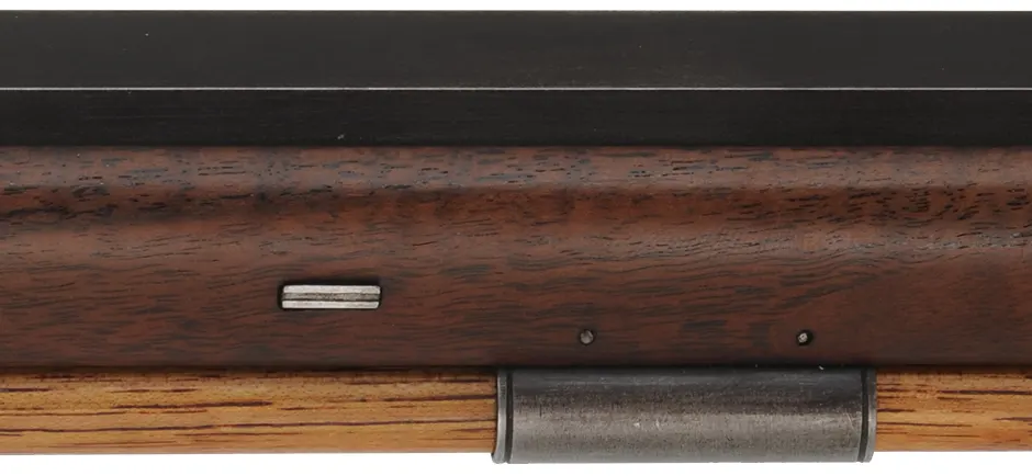 Hawken Fullstock Rifle,
.54 caliber, 37" J.P. McLemore barrel,
Roller flintlock, walnut, iron trim,
used, by J. Kirklin