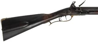James River, Virginia Longrifle,
.54 caliber, 42" swamped octagon barrel,
Chamber's flint lock, maple, brass furniture, used