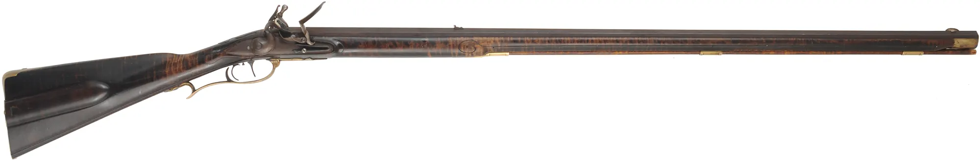 James River, Virginia Longrifle,
.54 caliber, 42" swamped octagon barrel,
Chamber's flint lock, maple, brass furniture, used