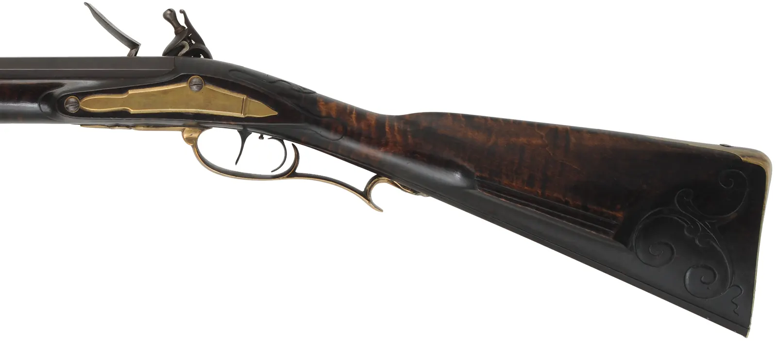 James River, Virginia Longrifle,
.54 caliber, 42" swamped octagon barrel,
Chamber's flint lock, maple, brass furniture, used