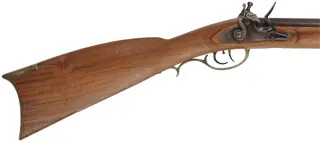 Kentucky Rifle,
.50 caliber, 41-1/2" barrel,
flintlock, walnut, brass trim,
used, from a kit by Davide Pedersoli
