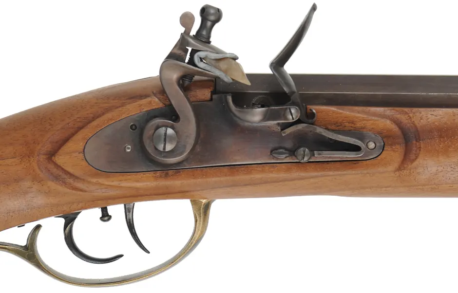 Kentucky Rifle,
.50 caliber, 41-1/2" barrel,
flintlock, walnut, brass trim,
used, from a kit by Davide Pedersoli