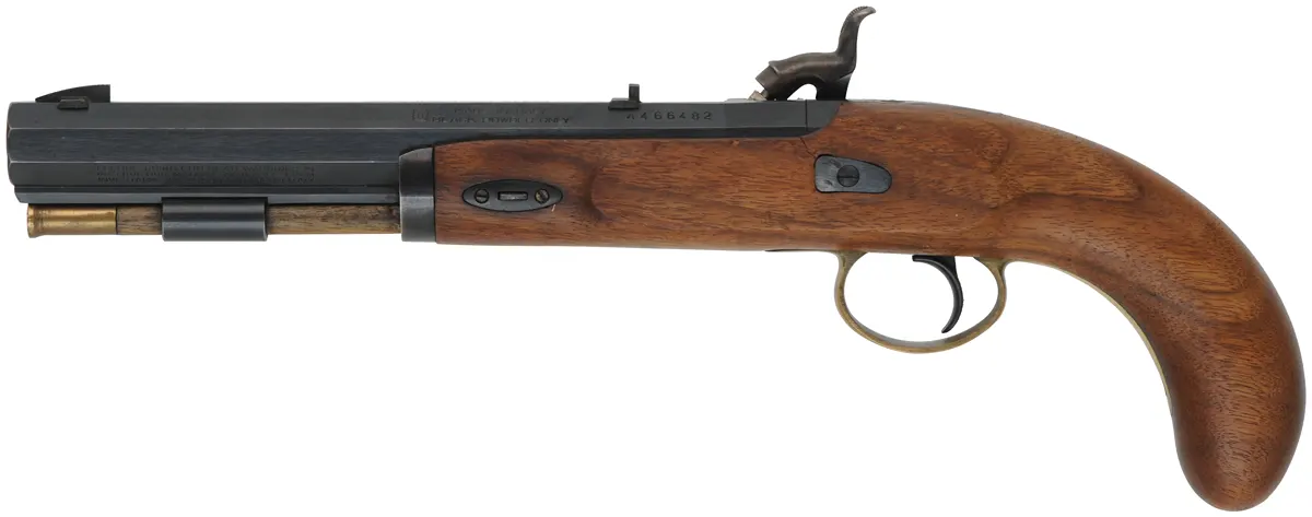 Lyman Great Plains Pistol,
.50 caliber, 8" barrel, 
percussion, walnut, crack in stock, used