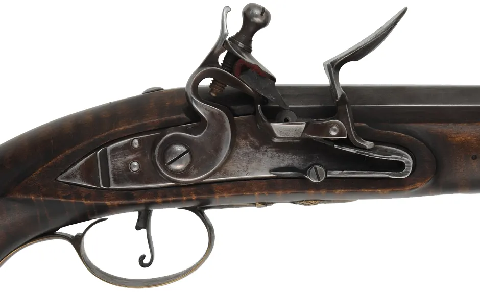 Kentucky Pistol,
.54 caliber smoothbore, 8-3/4" octagon-to-round barrel,
Siler flintlock, maple, brass, used
