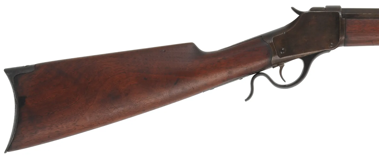 Model 1885 Winchester High Wall,
caliber .45-90 WCF, 36" barrel,
walnut, brown patina iron, 
by Winchester Repeating Arms Co.
