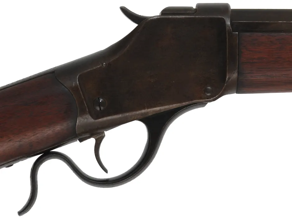 Model 1885 Winchester High Wall,
caliber .45-90 WCF, 36" barrel,
walnut, brown patina iron, 
by Winchester Repeating Arms Co.
