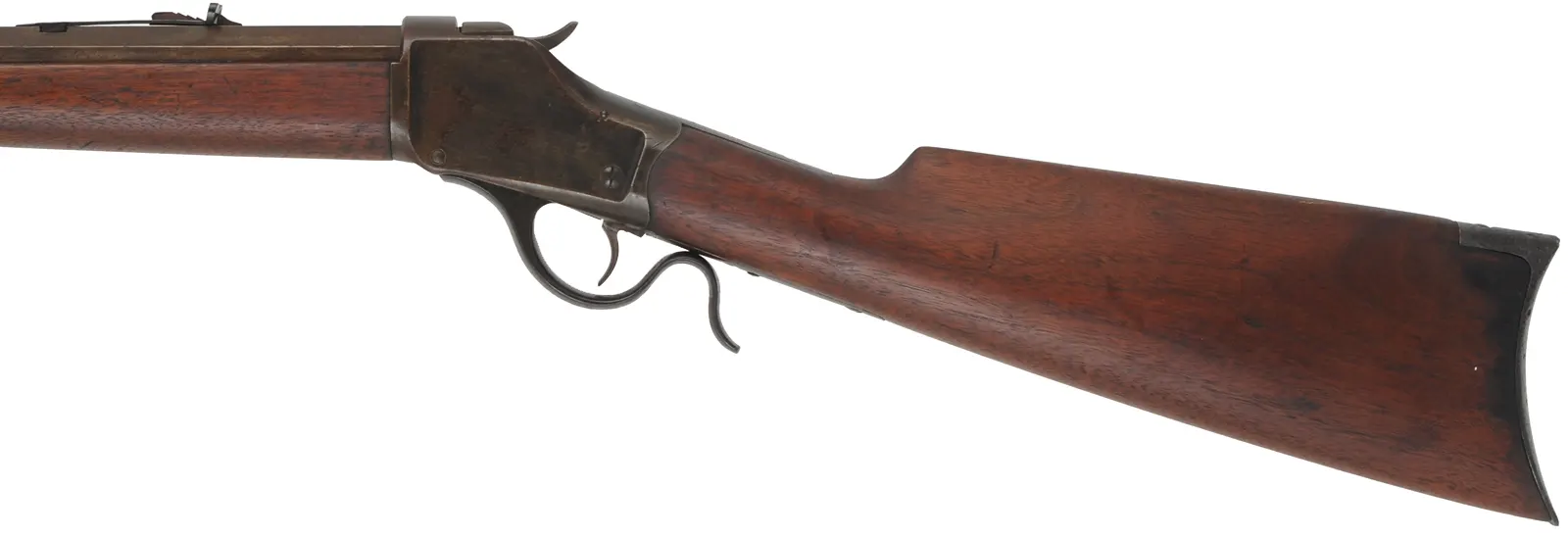 Model 1885 Winchester High Wall,
caliber .45-90 WCF, 36" barrel,
walnut, brown patina iron, 
by Winchester Repeating Arms Co.

