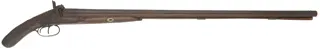 Relic ~ Double Barrel Shotgun,
cut to pistol grip,
13 gauge, 34" barrels, 
percussion, walnut with cracks,
non-functional, decorator use