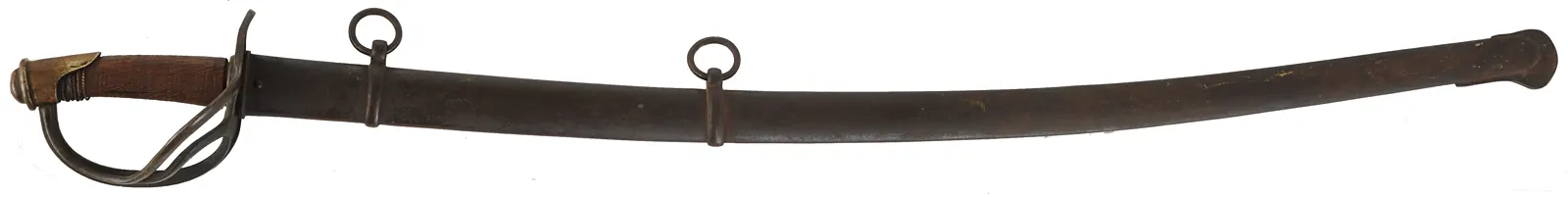 Antique 1840 Cavalry Saber,
36" blade, steel scabbard, missing wire wrap, 
stamped K&C for Kirschbaum & Co.
